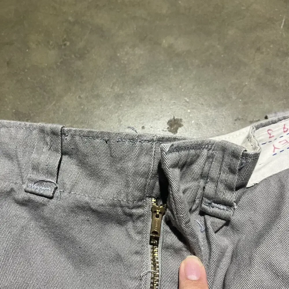 Vintage 70s Grey Canvas Cotton Workwear Chinos 33x27